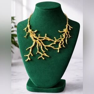 Luxury Gold Coral Branch Necklace Bold Statement Necklace
